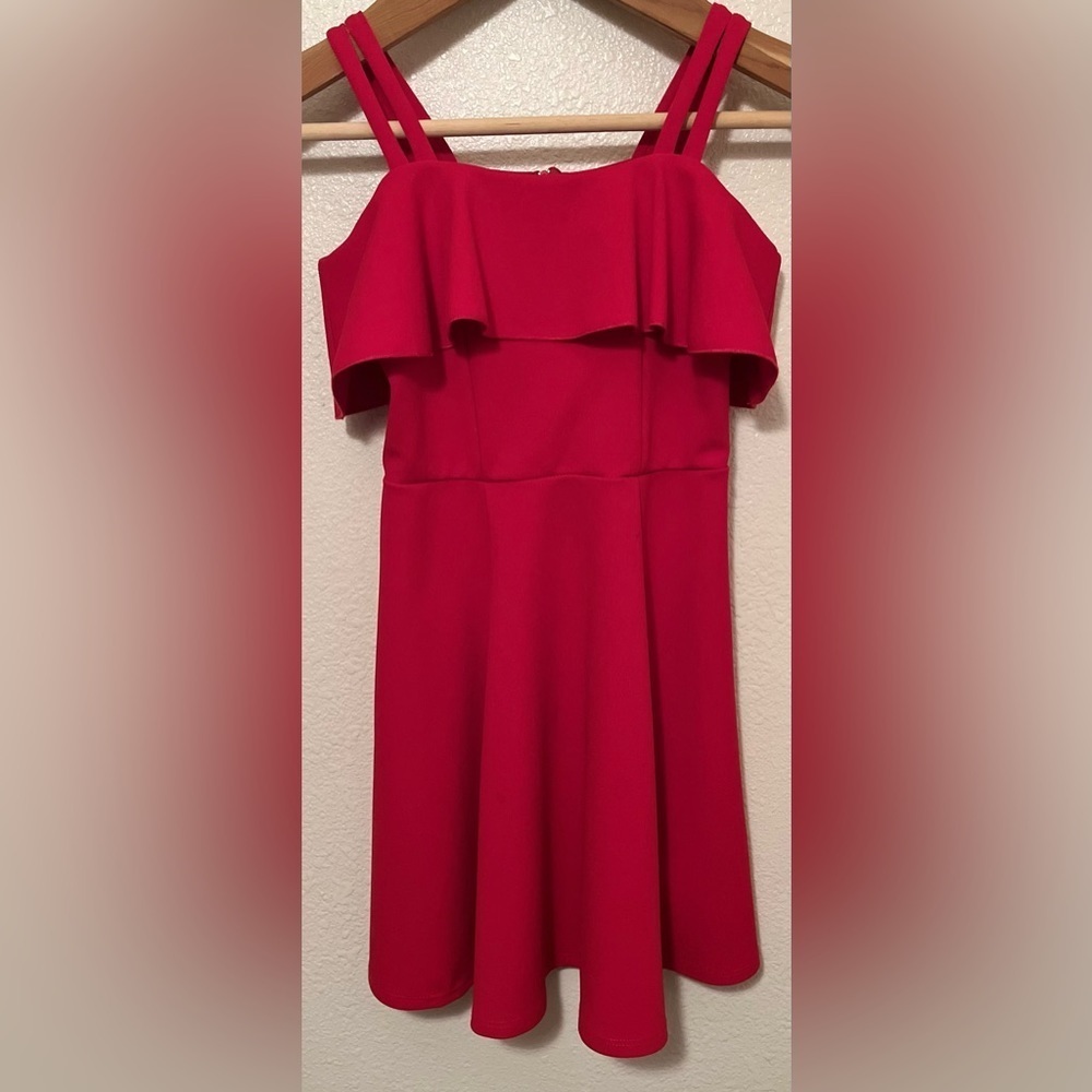 Nickie Lew Red Tank Top Ruffled Dress Womens size 8